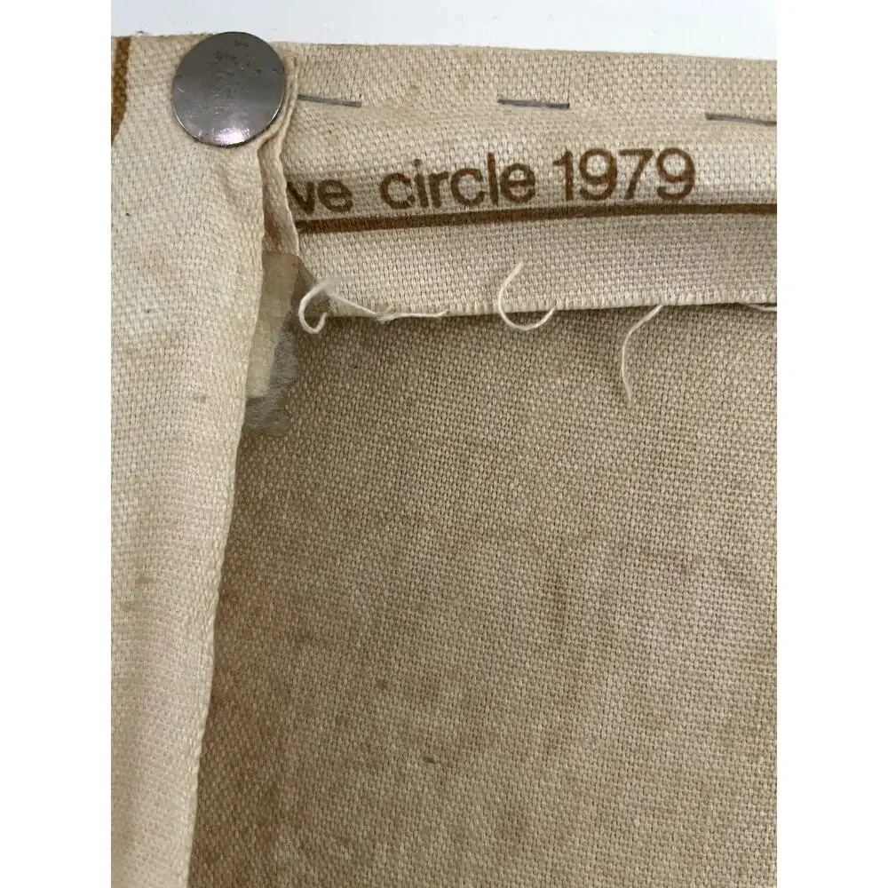 Vintage 1979 Handcrafted Crewel Embroidery on Linen Canvas
